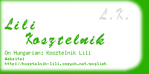 lili kosztelnik business card